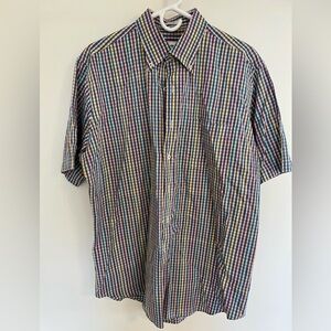 Peter Millar Men's Checkered Shirt - Blue, Red, Yellow, Large to Extra Large